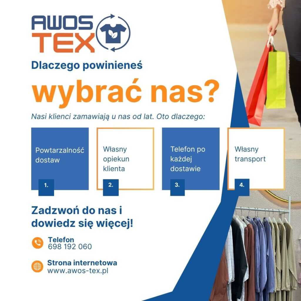 hutrownia z odzieżą używaną awos tex